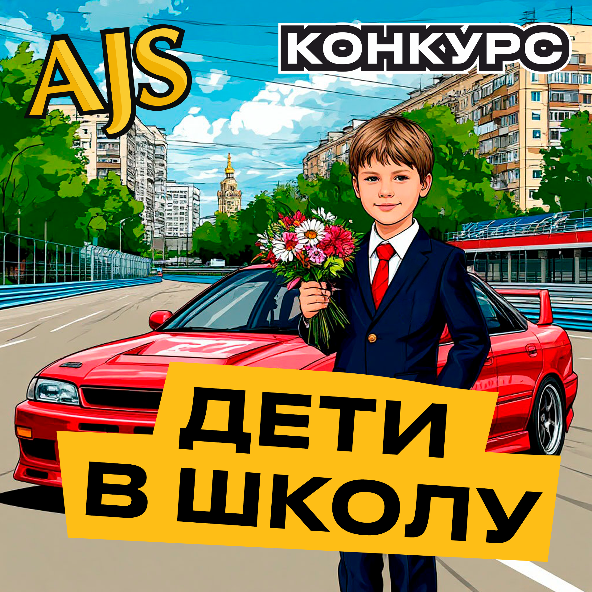 Дети в школу на папиной тачке 